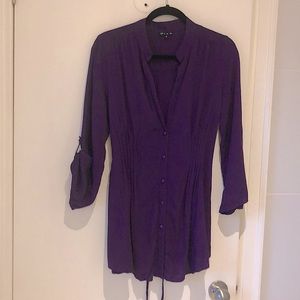 Plum button up tunic top